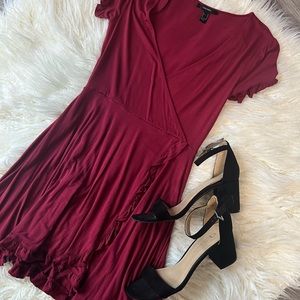 Forever 21 Burgundy dress with ruffle edges